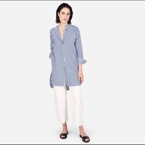 Everlane Cotton Poplin Collarless Shirt Dress